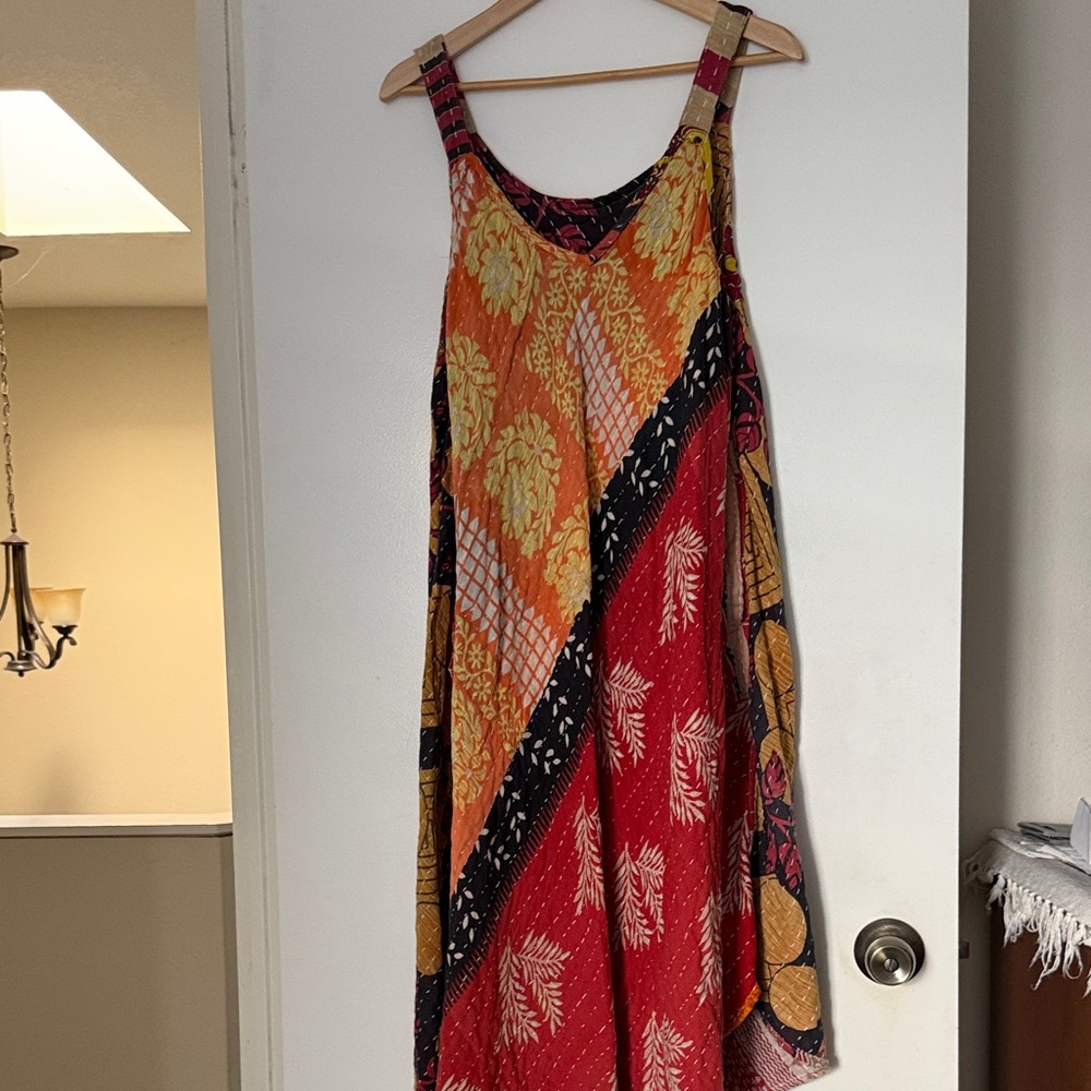 Sleeveless Maxi Reversible Kantha Dress or Coverup